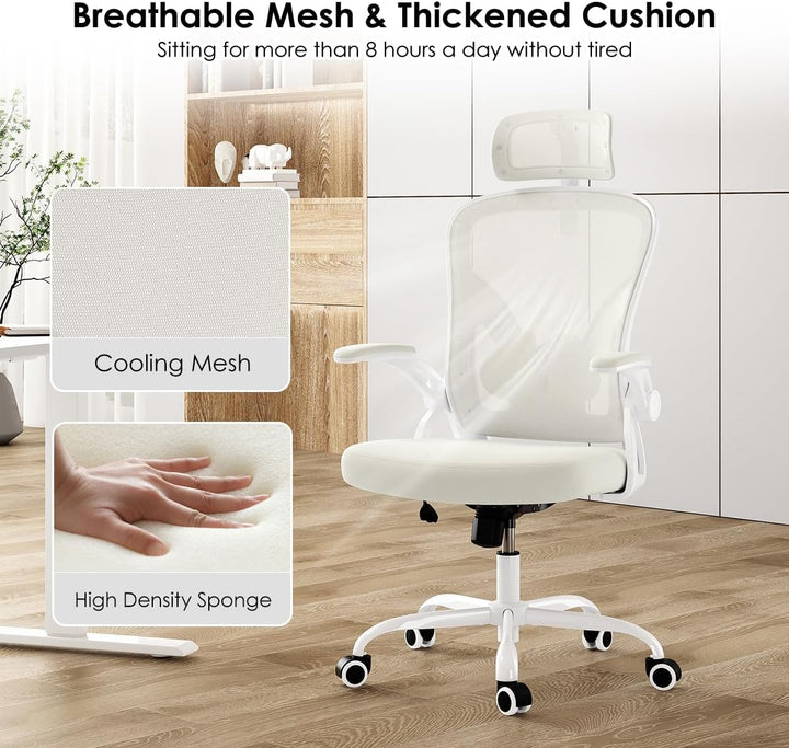 Farini Ergonomischer Stuhl mit Armlehne Büro Schreibtischstuhl mit Rollen Bequemer Home Office Stuhl