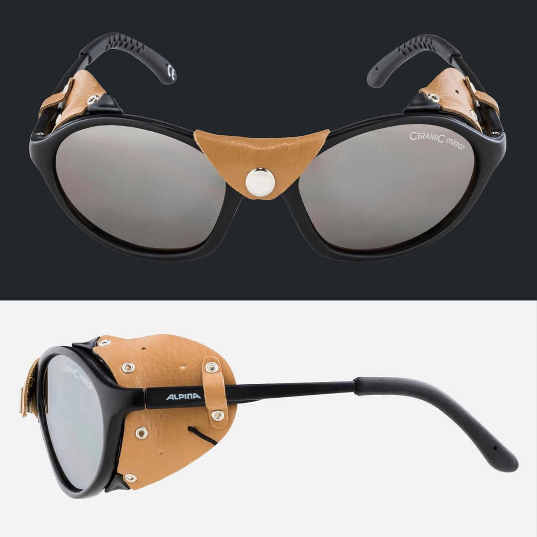 ALPINA SIBIRIA - Kat.4 Gletscherbrille mit seitl. Blend- & Windschutz aus Leder und Gletscherbrille1