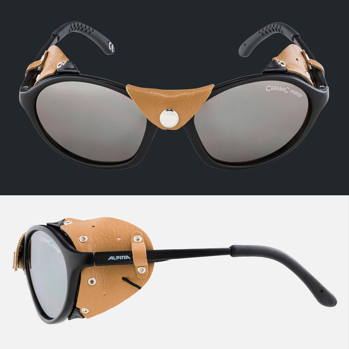 ALPINA SIBIRIA - Kat.4 Gletscherbrille mit seitl. Blend- & Windschutz aus Leder und Gletscherbrille1