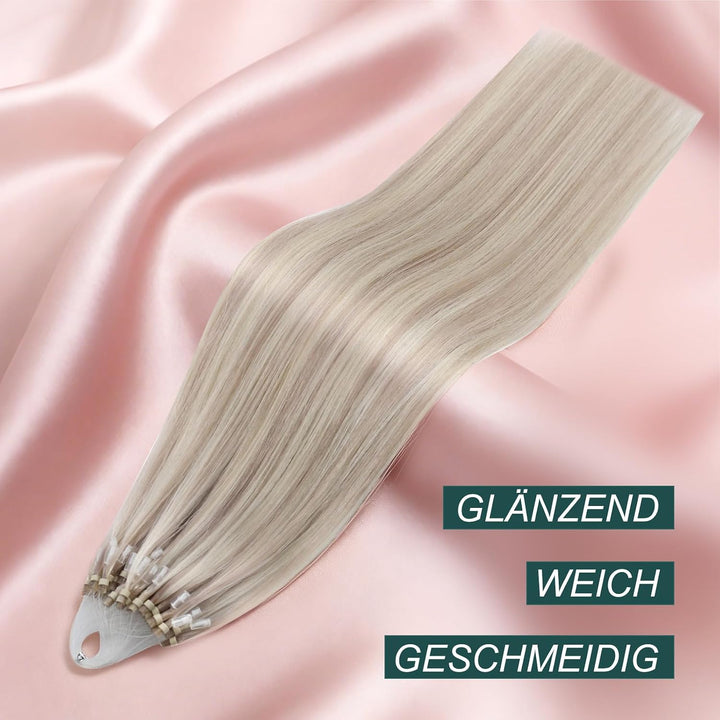 Easyouth Blond Microring Extensions Echthaar Micro Ring Extension Aschblond Mix Gelbblond Microring
