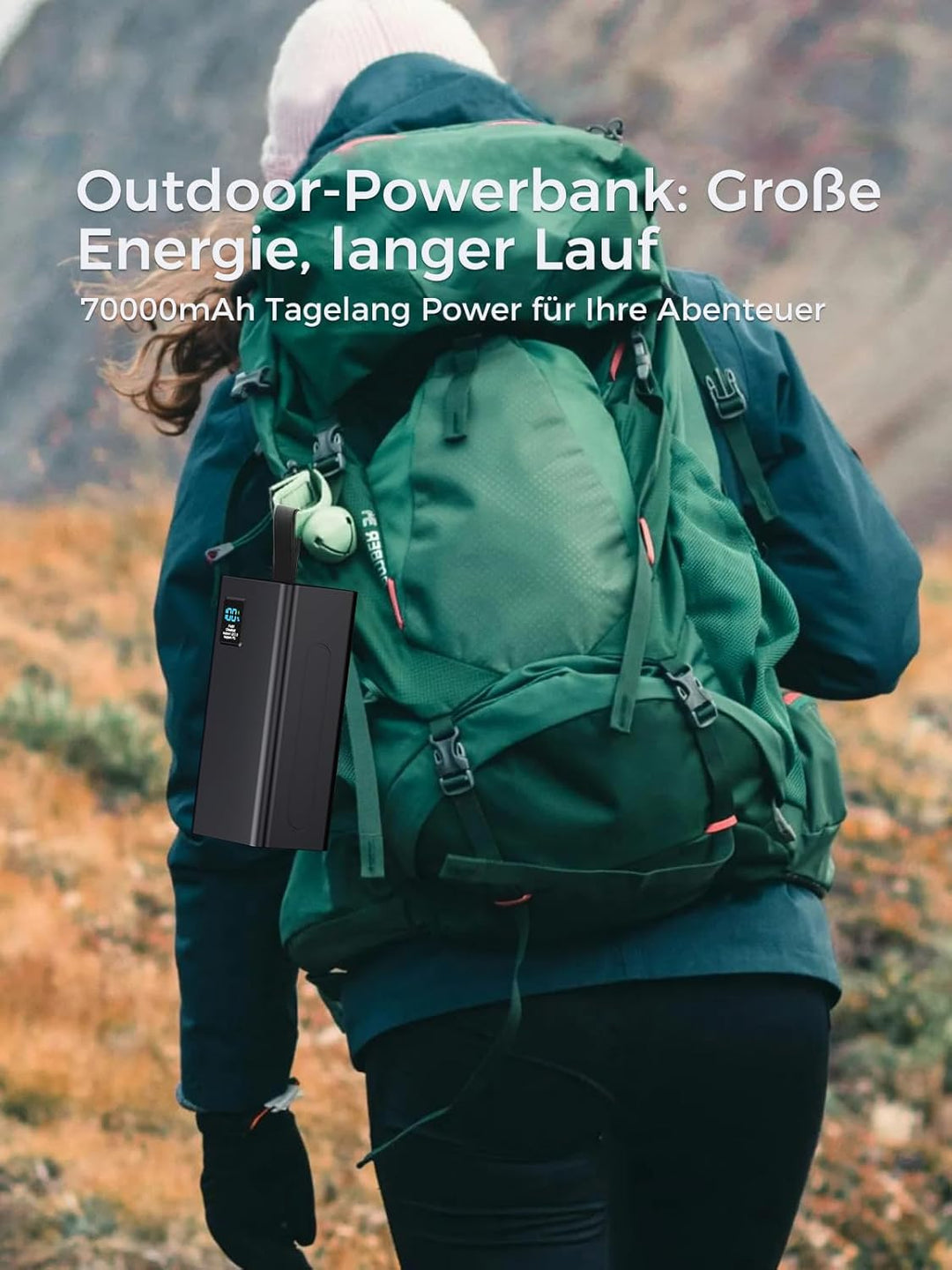 Upgrade Powerbank 70000 mAh, Large Power Bank, External Mobile Phone Battery PD 30 W Fast Charging P