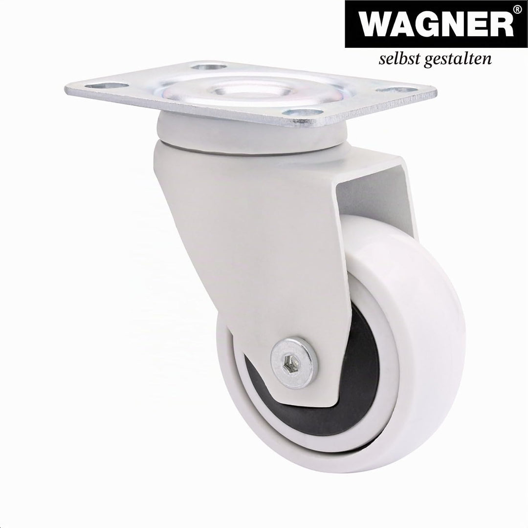 WAGNER Design - 3C - Lenkrollen / Apparaterollen / Möbelrollen 4tlg. Set - weiss, Softlauffläche, Du