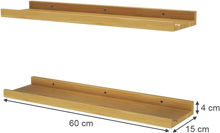 Vicco Wandregal Linus, Naturholz, 60 x 4 cm 2er Set, zur Wandmontage für Flexible Ablageflächen im W