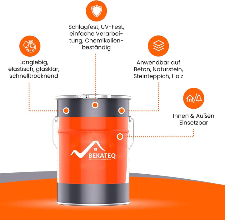 BEKATEQ 1K PU Bodenversiegelung RAL7023 Betongrau 10kg I Bodenbeschichtung &amp; Versiegelung für Beton,