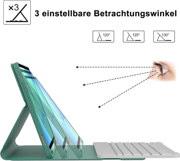 FOGARI Hülle mit Tastatur für Samsung Galaxy Tab S10 FE 10.9"/S9 FE/S9 10.9" 2025, Tastatur QWERTZ d