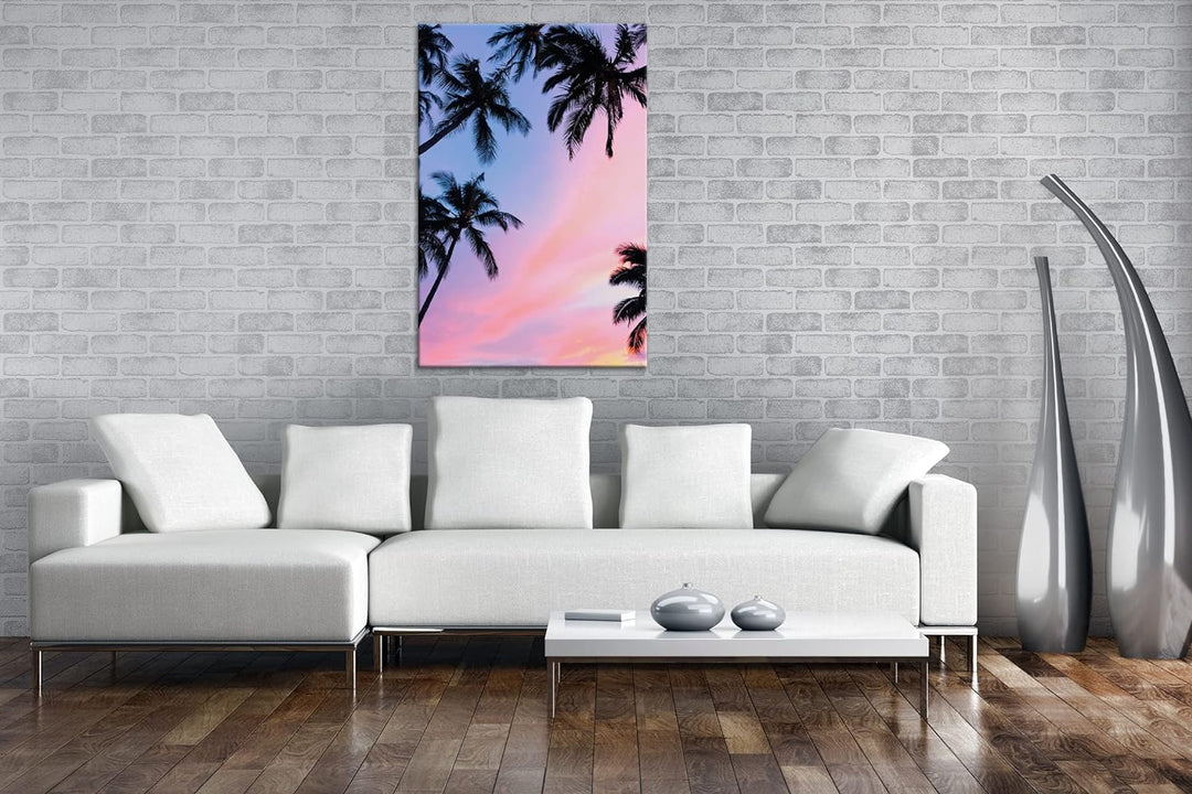 der Himmel voller Palmen Format: 120x80 als Leinwandbild, Motiv fertig gerahmt auf Echtholzrahmen, H