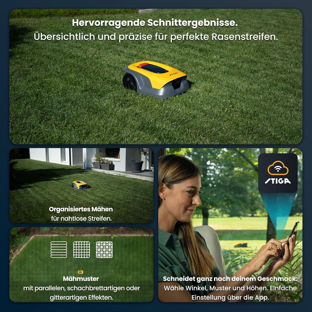 STIGA A 6v a Roboter-Rasenmäher, 18 cm, 25,2 V – KI-integrierte Kamera, App-Steuerung – Rasenflächen