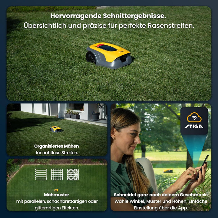 STIGA A 6v a Roboter-Rasenmäher, 18 cm, 25,2 V – KI-integrierte Kamera, App-Steuerung – Rasenflächen