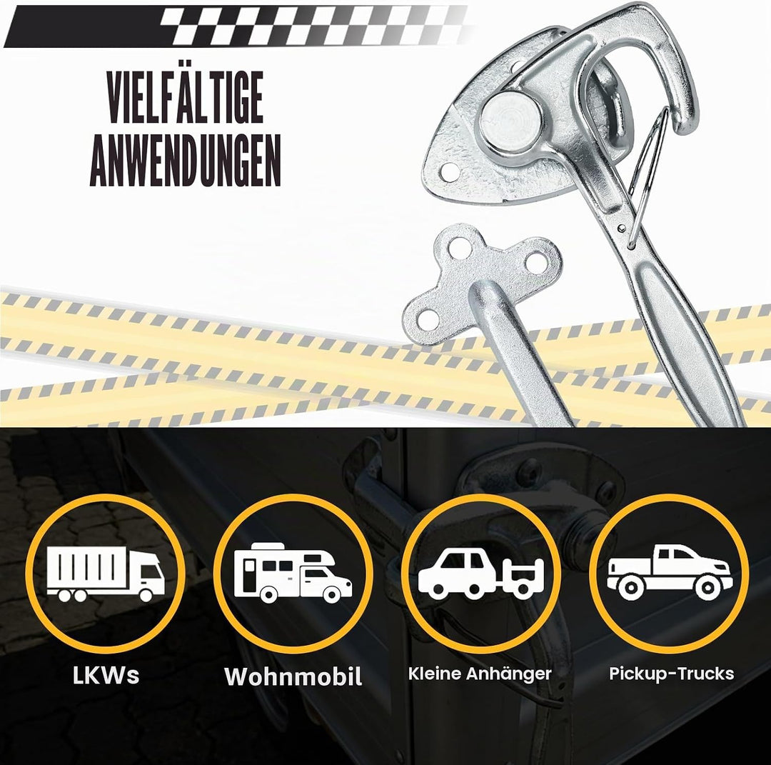 Bordwandverschluss Anhänger 2er Set– inkl. Einfallösen & Gegenhalter, verzinkter Stahl, Robust