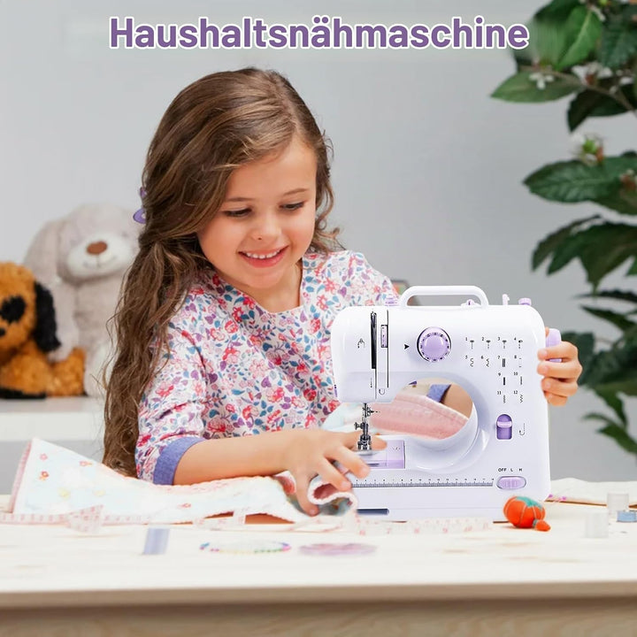Nähmaschine für Kinder und Anfänger, Mini Sewing Machine, 12 Stichprogrammen Tragbare Elektrische Nä