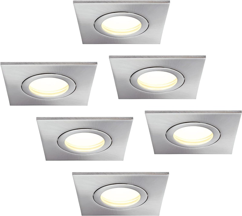 HCFEI 6er Set LED Einbaustrahler 5W dimmbar flach Eckig IP44 Badezimmer 230V Spot Aussen Warmweiss 3