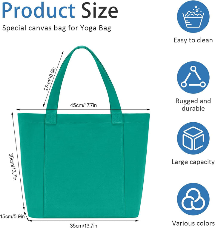 Yogatasche Damen mit Nassfach, Canvas Tasche mit Griffen, Abnehmbare Tasche für Yogamatte, Geeignet