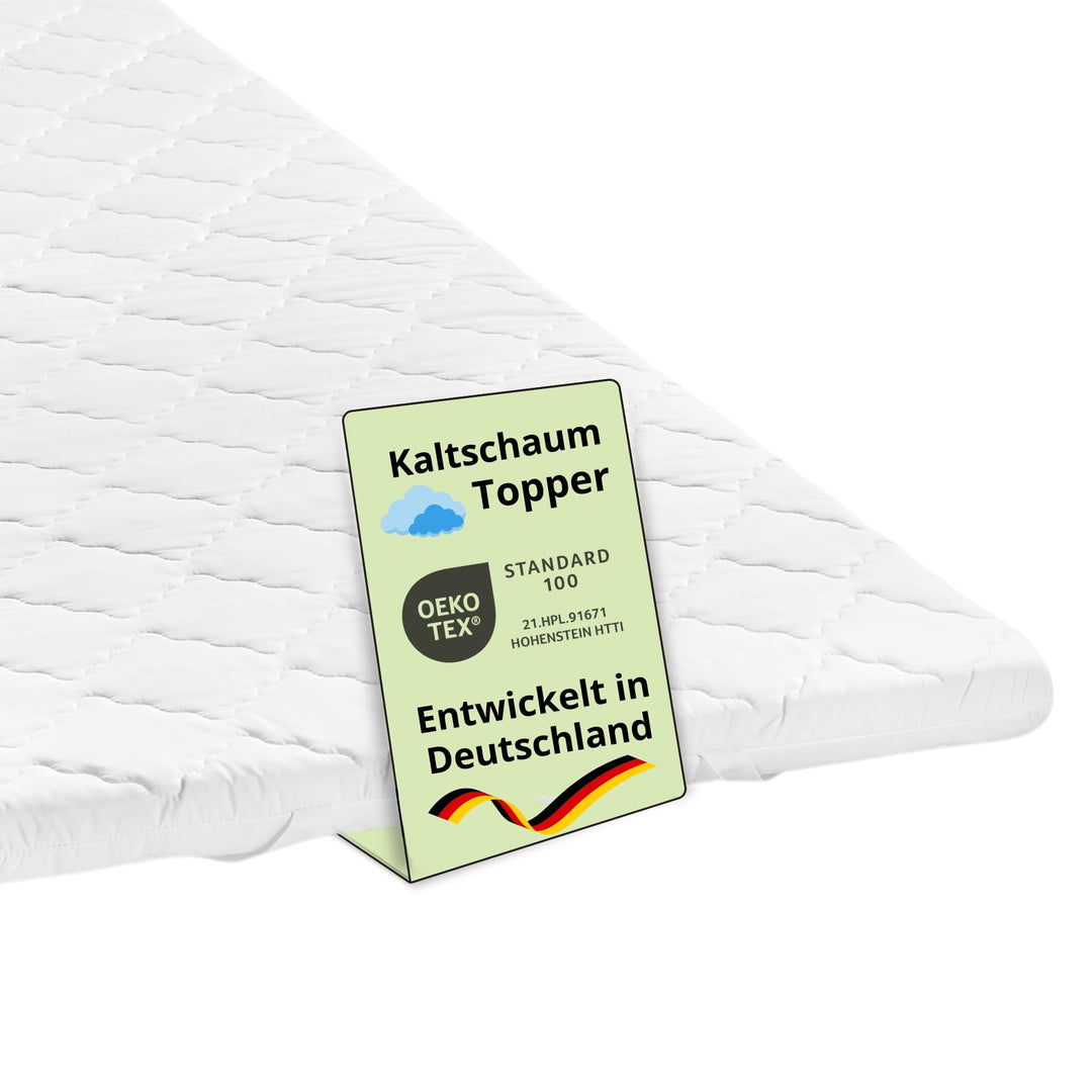Bodyprotect Topper 90 x 200 x 6 cm, Kaltschaum Matratzentopper, Matratzenauflage, waschbar bis 60 Gr