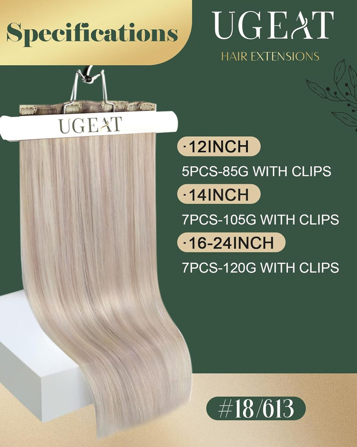 Ugeat Clip Extensions Echthaar Günstig Blond Remy Extensions Clip in Echthaar Blond Clip in Extensio