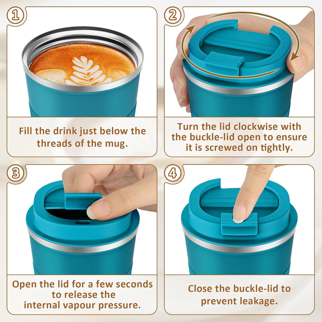 KETIEE Kaffeebecher to go,510ml Thermobecher Kaffee-to-go,Kaffeebecher Thermo,Doppelwandig Reisebech