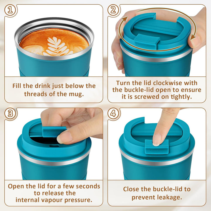 KETIEE Kaffeebecher to go,510ml Thermobecher Kaffee-to-go,Kaffeebecher Thermo,Doppelwandig Reisebech