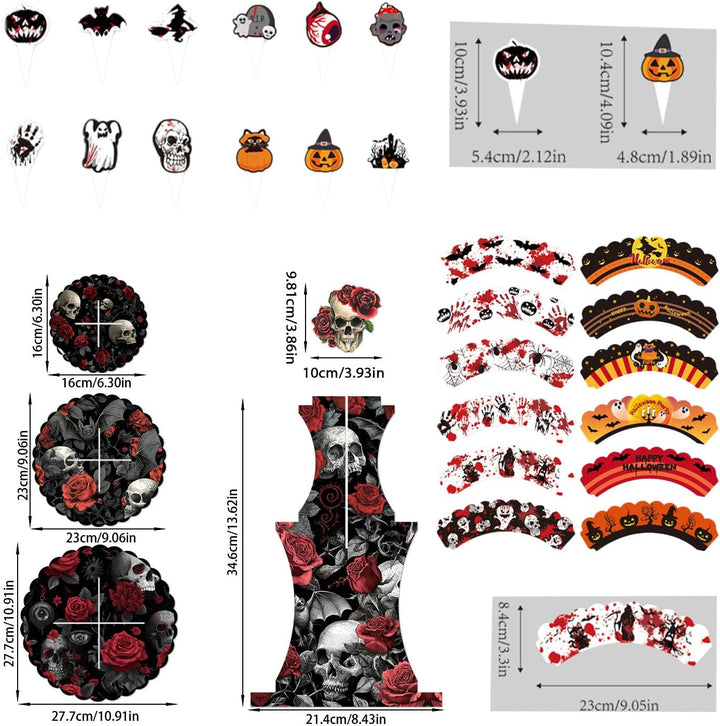 Halloween-Party-Papierkuchenständer, Tischkuchenständer im Gothic-Stil, Dessertständer, Party-Horror