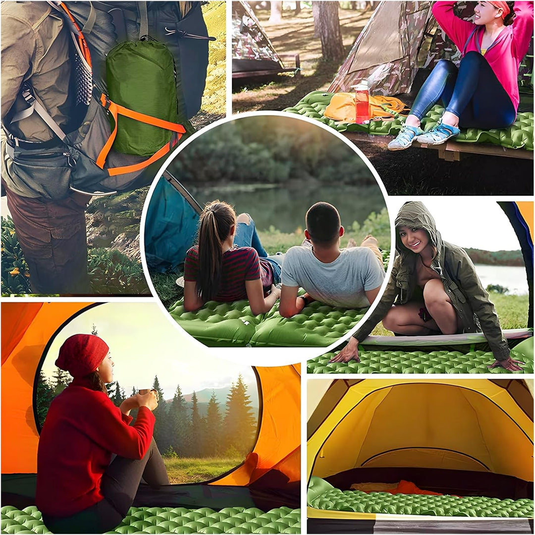 Isomatte 10CM Hoch Luftmatratze Camping Kleines Packmass, Aufblasbare Isomatte Ultraleicht mit Fussp