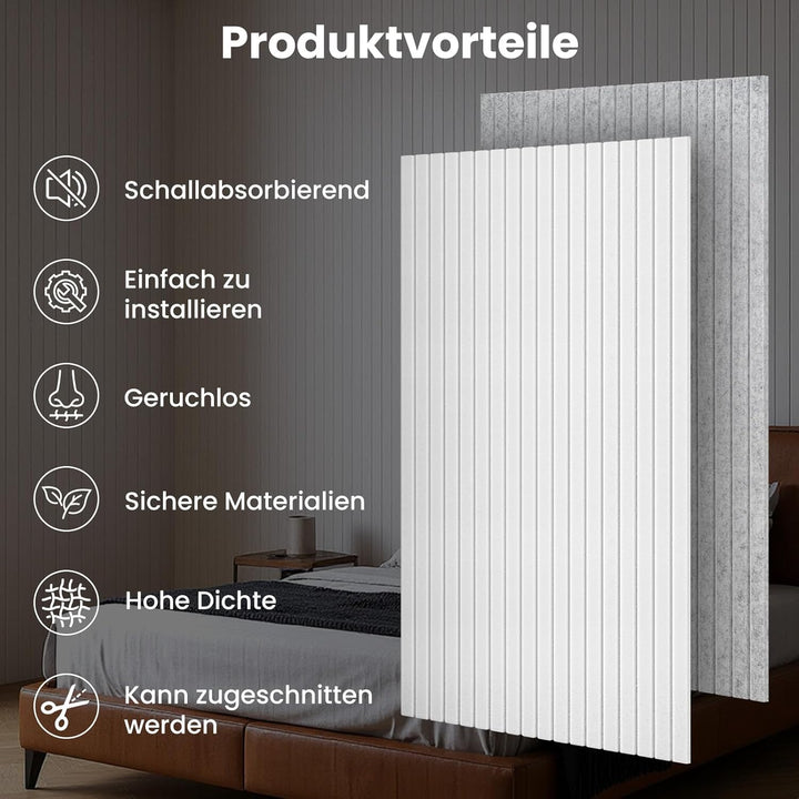 Youyijia 8 Stücke Akustikpaneele selbstklebend, 120x60x0.9cm, Schalldämmung Schallschutz wand Schall