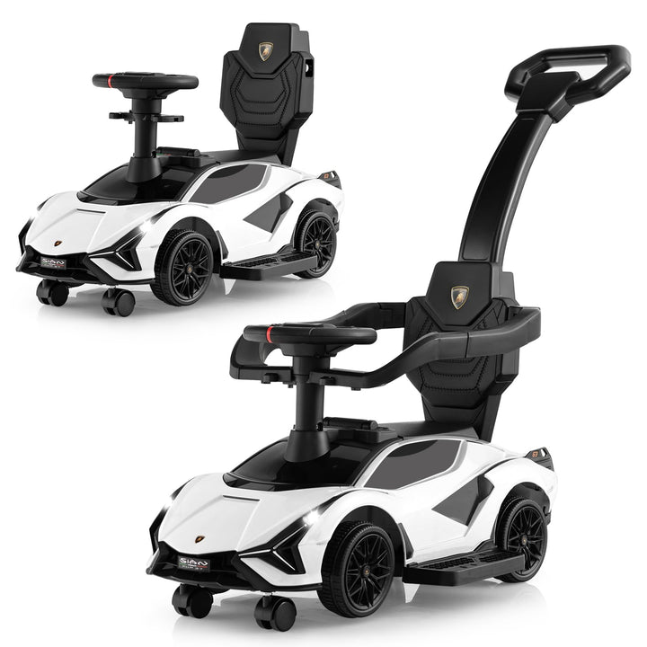 COSTWAY 3-in-1 Lamborghini Rutschauto, Schiebauto mit Scheinwerfern & Musik & Stauraum, Rutschfahrze