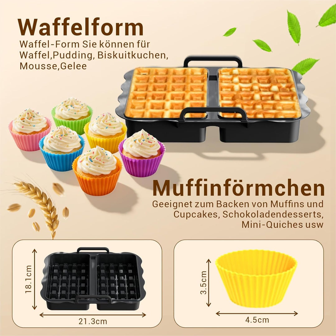 Heissluftfritteuse Zubehör für Ninja Foodi Flexdrawer AF500EU 10,4L, Faltbar Silikonform Heissluftfr