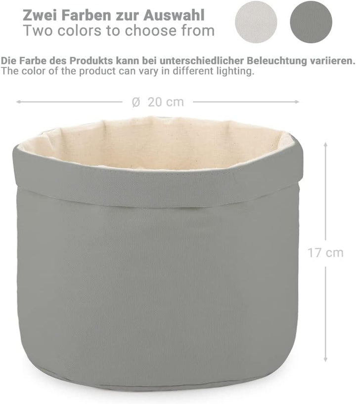 ecooe Brotkorb Stoff Brötchenkorb mit Kordelzug Brotbeutel Ø 20 cm modern Brottasche Baumwolle Grau