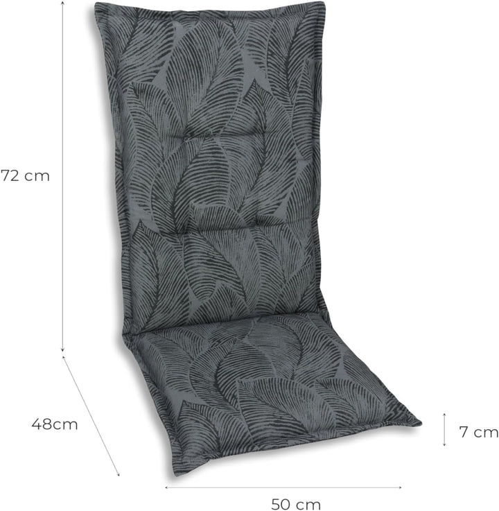 Bequeme und attraktive Polsterauflagen für Hochlehner-Gartenstühle (6er-Set, Blattmotiv gross anthra