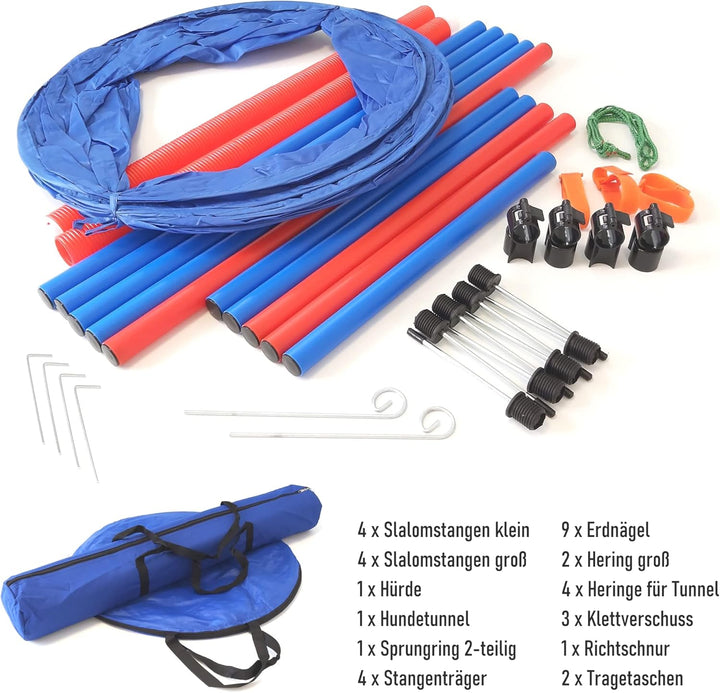 NATIV LEMODO Agility Set Hunde | Hundetraining mit Agility Hürde, Hundetunnel und Sprungring | Einfa