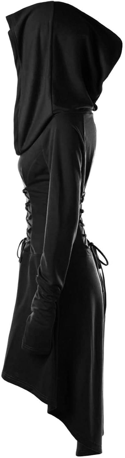 CNVAUIE Renaissance Kostüm Damen Gewand Mittelalterliches Kapuzenkleid Gothic Kleid Cosplay für Hall