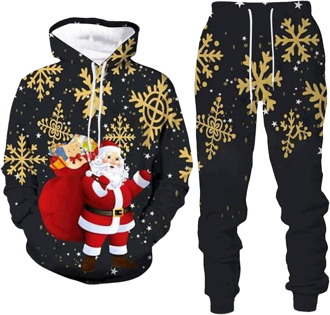 Weihnachten Jogginganzug Herren Trainingsanzug Warm Sportanzug Weihnachtsmotiv Druck Pullover Sweats
