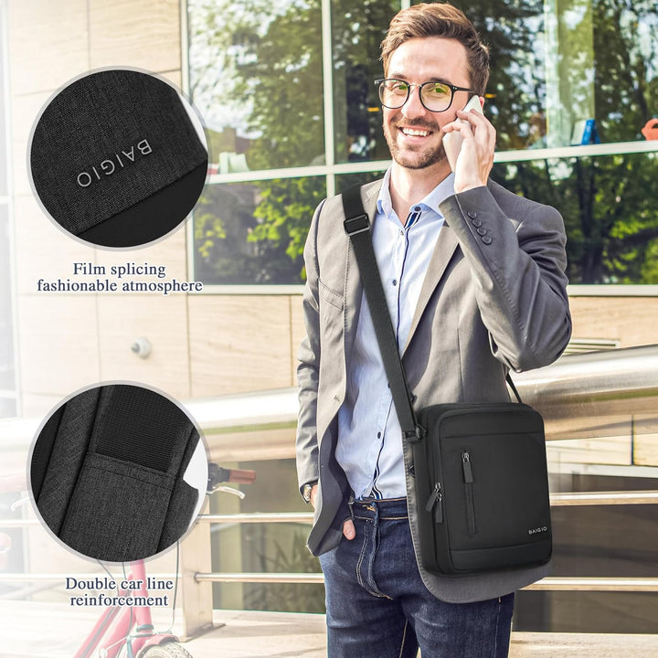 BAIGIO Herren Umhängetasche Tablet iPad bis 11 Zoll, Schultertasche Herrentasche zum Umhängen Crossb