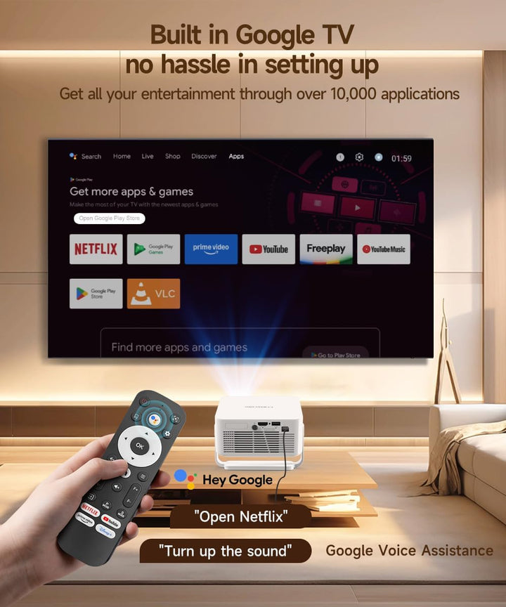 Magcubic Smart Beamer Projektor, Google TV/Netflix Official Kurzdistanz Projector Für Outdoor Heimki