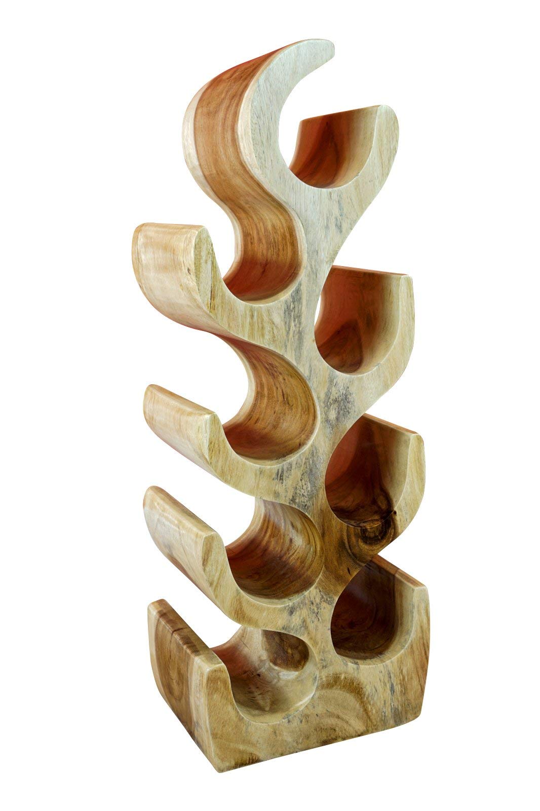 Kinaree Massivholz Weinregal für 8 Flaschen - 70cm freistehendes Flaschenregal in Baum Form aus eine
