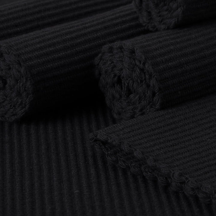 Encasa XO Platzsets Esstisch Set von 6 | Tiefes Schwarz | Fein gerippte Baumwoll-Tischunterlage | Gr