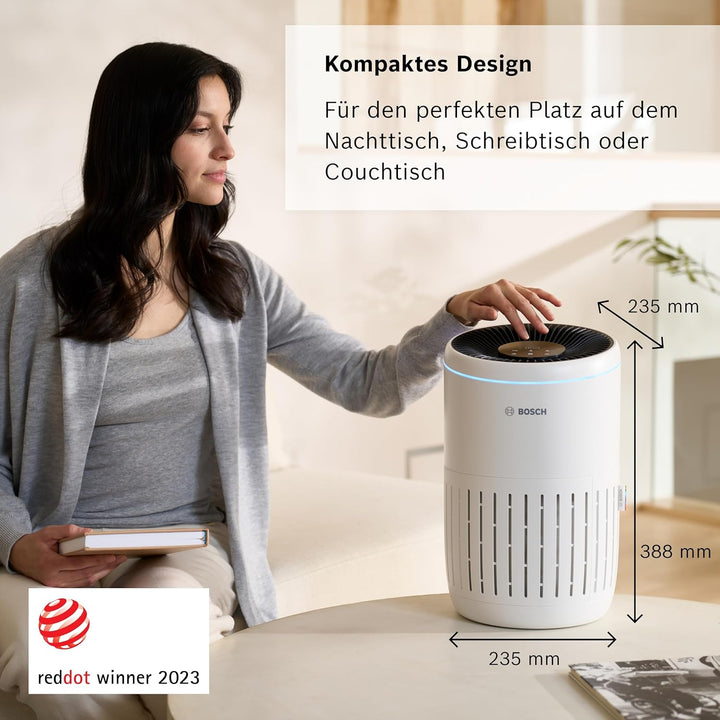 Bosch Air 2000, Luftreiniger für bis zu 37,5 m² entfernt 99,9% aller Verschmutzungen, 3in1 Filter in