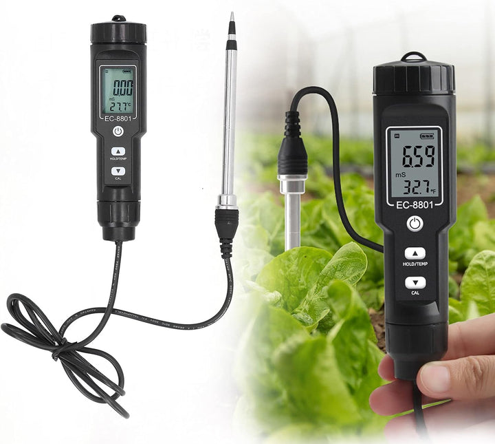 Zerodis Bodenmessgerät Bodenanalyse Set Bodentester Digital EC Bodenmessgerät, Salzdetektor mit Sond