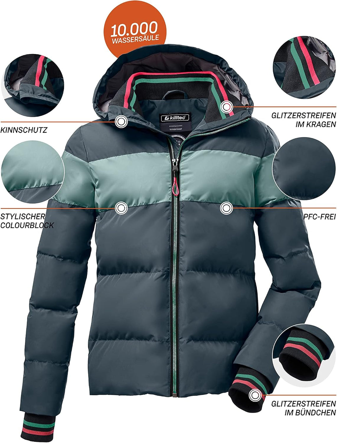 Killtec Mädchen Kow 192 Grls Qltd Jckt Winterjacke/Jacke in Daunenoptik mit Kapuze