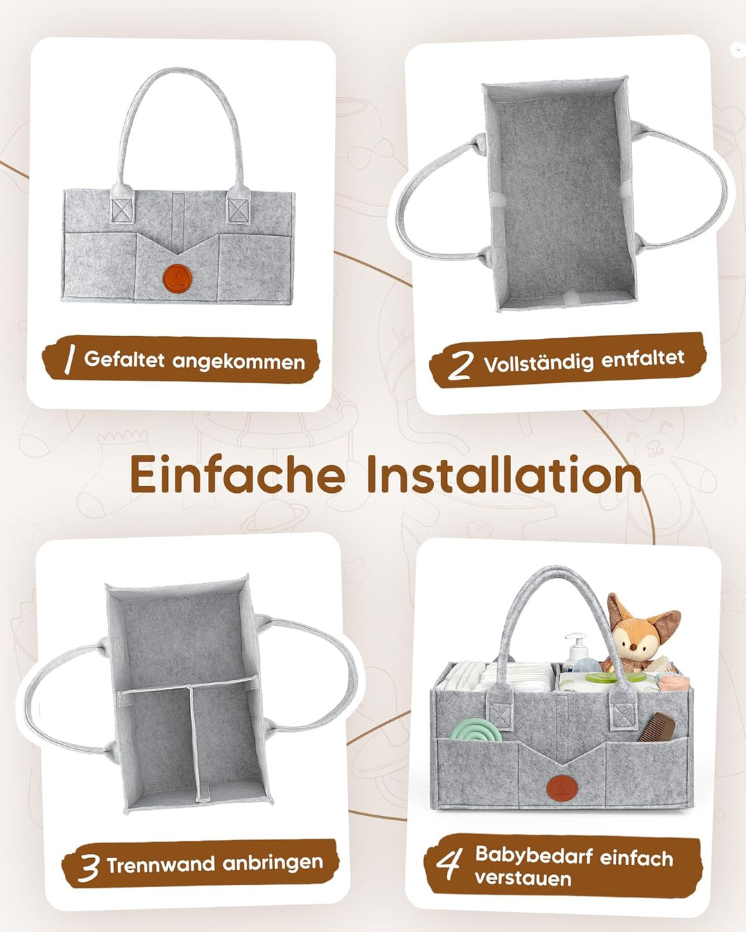 Maliton Wickeltisch Organizer, Baby Windel Caddy Organizer Newborn Essentials, Robuster Tragbarer Fi