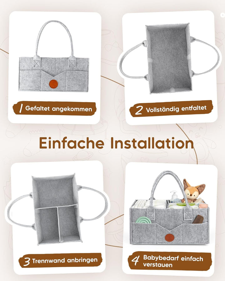 Maliton Wickeltisch Organizer, Baby Windel Caddy Organizer Newborn Essentials, Robuster Tragbarer Fi