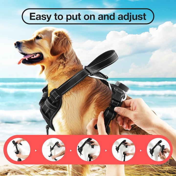 Hundegeschirr Leuchtend Aufladbar, LED Hundegeschirr Verstellbar Reflektierend mit Griff, Weich Gepo