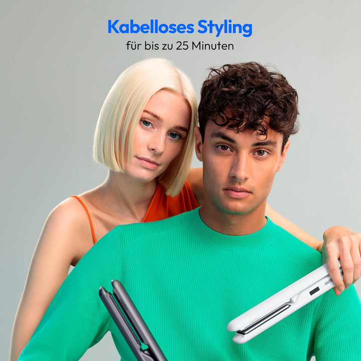 MEDION Glätteisen HS2 (kabellos, Display, 5 regelbare Hitzestufen, 165° bis 210°, breite flexible Ke