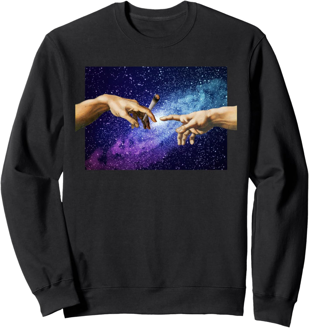 420 Michelangelo Touch Of God Funny Space Weed Marijuana 420 Sweatshirt