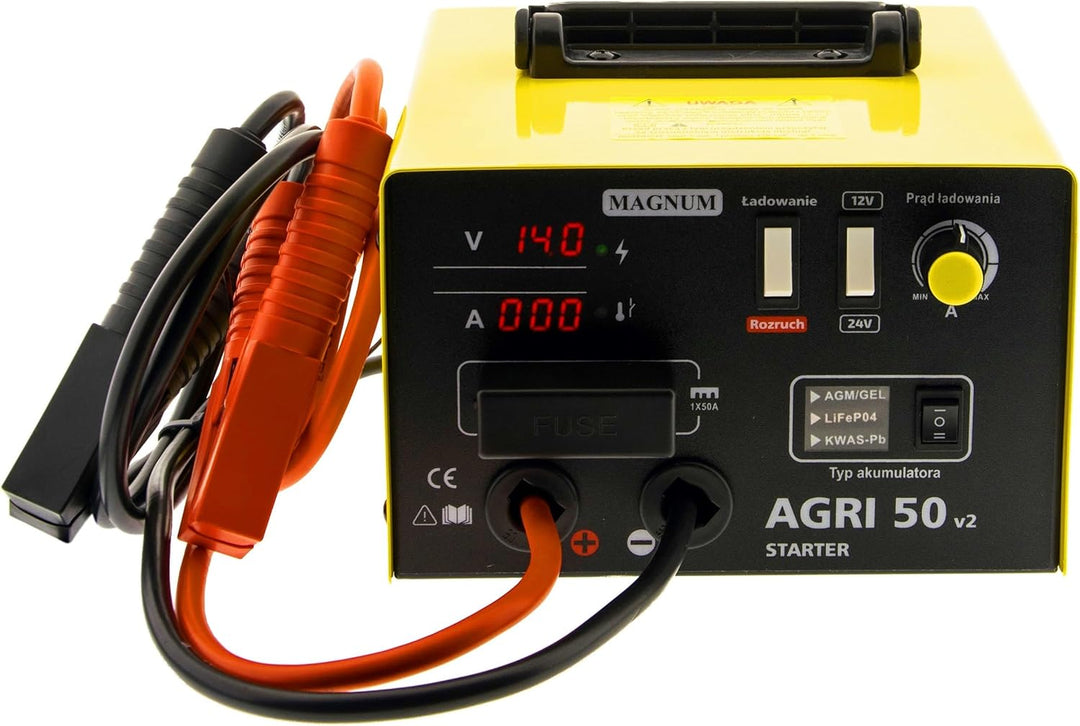 Magnum AGRI 50 v2 Starter – Batterieladegerät mit Starthilfe 12V/24V 50A Booster für Auto, LKW, Trak