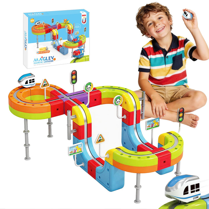 Elektrisches Eisenbahn Set, DIY Electric Train Set mit Schwerkraft Defying 3D-Layouts & Magisches Sc