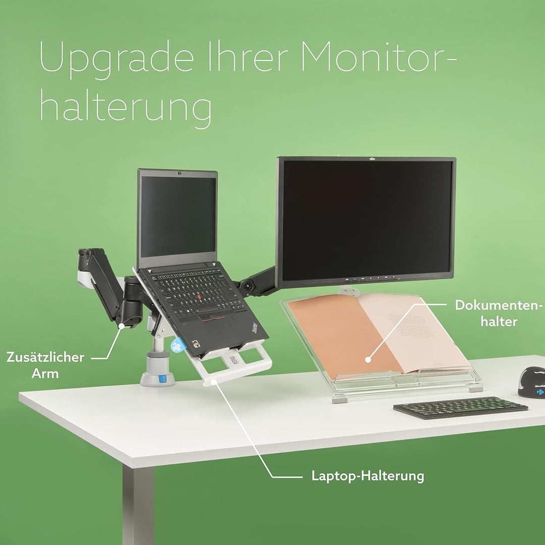 R-Go Tools Zepher 4 C2 nachhaltiger Doppel Monitor Arm, Tischhalterung, Justierbar, nachhaltiger Dop