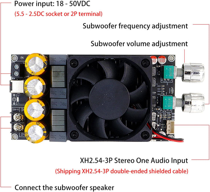 SEAFRONT Verstärkerplatine, Verstärkerplatine, Aktiver Subwoofer, 600 W Tiefpassfilter, Einkanal-Sub