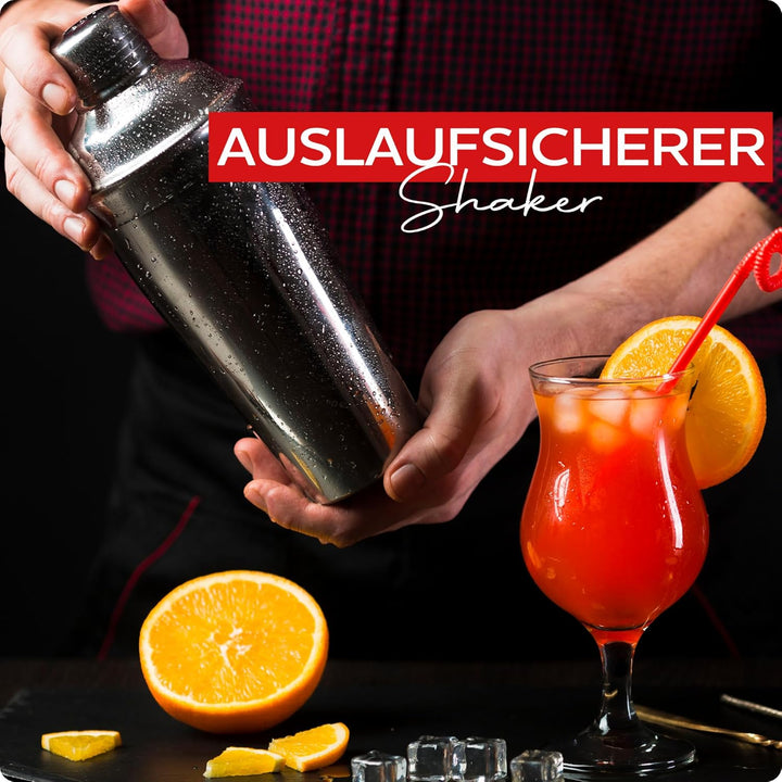 Cocktail Shaker Set 16-teilig aus Edelstahl | Barset für Barkeeper & Anfänger | Cocktail Zubehör ink
