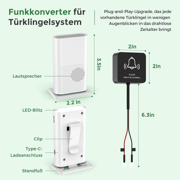 PHYSEN Tragbare Türklingel Verstärker, 260m Reichweite, Für Ring &amp; Blink | Kompatibel Mit Ring, Blin