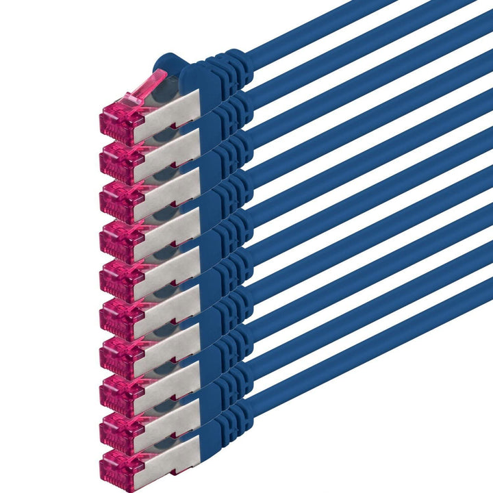 1aTTack.de 7,5m - blau - 10 Stück - Netzwerkkabel CAT6a (10Gb/s) S-FTP CAT 6a Lankabel - GHMT zertif