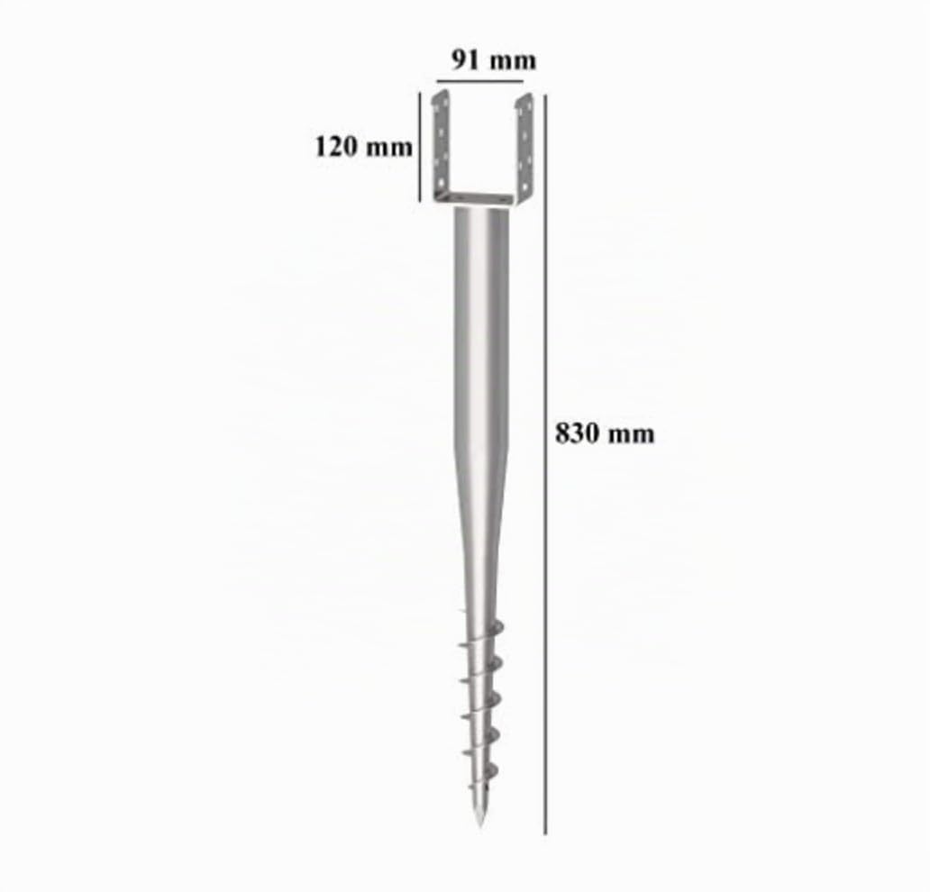 Krinner Bodenhülse U-Fix 91 (Eindrehbodenhülse für Kanthölzer, Pfostenträger, Länge 830 mm, für Holz